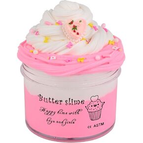 Butter Slime Kit for Girls,Pink Cake Slime for Boys,Super Soft and Non Sticky Slime,Scented Slime Party Favors(7OZ 200ML)
