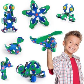 Clixo Crew 30 Piece Pack - The Flexible, Durable, Imagination-Boosting Magnetic Building Toy - Modern, Modular Designs for Hours of STEM Play. A Multi-Sensory Magnet Toy Experience Anywhere! Ages 4-99
