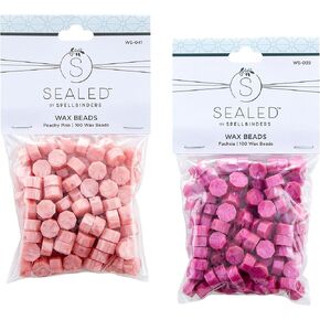 Spellbinders Wax Beads from The Sealed by Spellbinders Colllection - Bundle of 2 Colors - Peachy Pink, Fuchsia