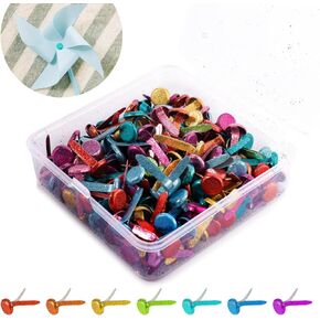200 قطعة من أدوات تثبيت الورق - أدوات تثبيت صغيرة لمستلزمات قطع الورق DIY، أدوات تثبيت معدنية متعددة الألوان، دبابيس مقسمة للحرف اليدوية (0.3 بوصة × 0.7 بوصة)