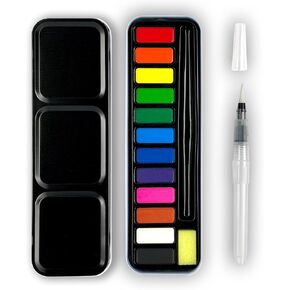 ArtSkills Travel Watercolor Kit, Watercolor Paint Set for Kids & Adults, Travel Palette with Water Brush