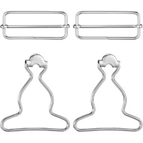 2 Pairs Overall Buckles Replacement Metal Suspender Clips With Rectangle Buckle Antique Metal Adjustable Overall Braces Buckles Diy Button No-Sew Accessories For Overall Bib Pants Overalls Jeans