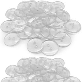 200PCS Clear Plastic Round Buttons, Resin Bread Buttons 2 Holes Handmade DIY Craft Clothes Sewing Shirt Button, 20mm/0.78 Inches
