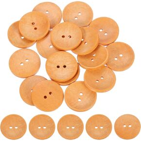 uxcell 30Pcs Wooden Buttons, 38mm(1.5 Inch) 2 Hole Round Wood Sewing Button Craft for Sewing DIY Craft Clothing, Red Brown