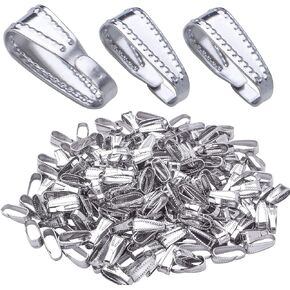 200pcs Stainless Steel Snap Bail Hook Pinch Clip Necklace Clasps Clip Pendant Charms Clasps Chain Connectors for DIY Jewelry Bracelet Crafts Making