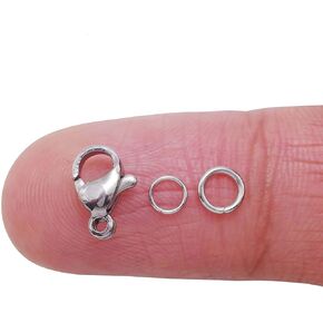 ZCNest 20 PCS 9mm Small Stainless Steel Lobster Claw Clasps with 2 Sizes Jump Rings Set for Chain Necklace Bracelet Jewelry Making