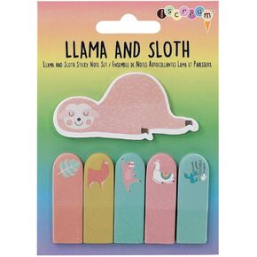 iscream Sleepy Sloth and Happy Llama Sticky Note Flags - Set of 5 Designs