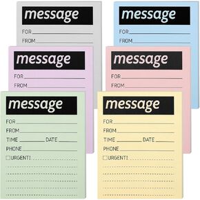 6 Pack 50 Sheets Sticky Notes 4 x 6 Inch Phone Message Pads Pastel Colored Lined Notepads Self Adhesive Post Memos for Home Office Supplies