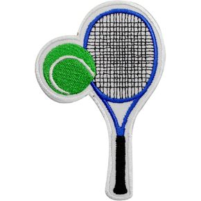 Tennis Ball Patch, Tennis Patch, Tennis Racket Patch, Embroidered Iron on Sew on Patch Badge for Clothes etc. 8x7.5cm