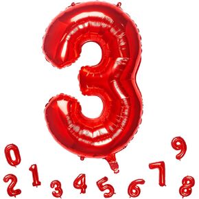 32 Inch Red Number 2 Balloons Foil Ballon Digital Birthday Party Decoration Supplies (Red Number 2 Balloon)