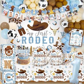 227pcs My First Rodeo Decorations Boy, Rodeo Party Decorations My First Rodeo Plates Napkins Balloon Banner Cowboy Birthday Party Decorations 1st Rodeo Birthday Party Decor Boy