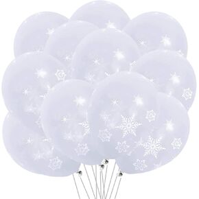 50Ct Winter Snowflake Latex Balloons - Christmas Winter Wonderland/Xmas/Holiday Birthday Baby Shower Wedding First Birthday Party Supplies Decorations Favors Snowflakes Home Outdoor Decor