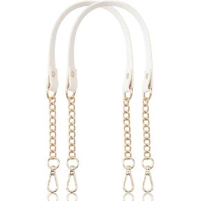 VanEnjoy 2PCS Microfiber Leather Purse Chain Handles Replacement for Shoulder Bag Handbag - 23.6x0.71(L*W) (Wine-Gold Metal)
