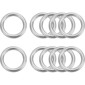 uxcell 304 Stainless Steel O Ring, 10pcs 35mm(1.38") Outer Dia. 5mm Thickness Multi-Purpose Metal Welded O-Ring Round Ring for Hardware Luggage Accessories