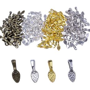 BronaGrand 200PCS Spoon Glue on Bails for Earrings Pendants Charms Jewelry Making Crafting Mixed 4 Colors