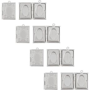 UNICRAFTALE 10pcs Rectangle Photo Frame Charms Stainless Steel Locket Charms Living Memory Photo Pendants for Jewelry Making, Inner Size 9.5x15mm