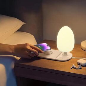 LDNIO Bedside Lamp with Wireless Charger, Desktop lamp with Wireless Fast Charger LED Desk Lamp with Dimable Touch Control Night Light with Wireless Charger Perfect for Gift, White