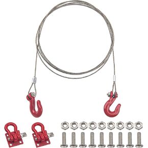 1/10 RC Simulation Metal Trailer RC Rescue Tow Hook with Steel RC Tow Rope Wire Compatible with Traxxas TRX-4 Tamiya CC01 Axial SCX10 Redcat Gen7 D90 HSP 1/10 RC Crawler Car Truck