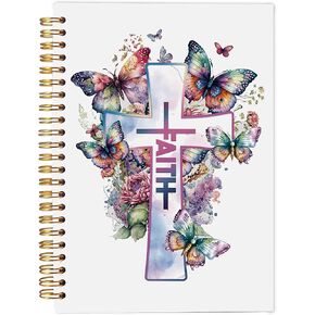 Christian Notebook, Floral Butterfly Journal, Christian Gifts for Women Faith, Faith Based Gifts, Bible Journal Notebooks for Note Taking, Bible Journaling Spiral Notebook 5.5x8.3 Inch