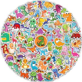 Benresive 100 Pcs Cute Dinosaur Stickers for Kids, Water Bottle Stickers for Kids Waterproof, Vinyl Laptop Kids Stickers Pack, Kids Classroom Prizes for Elementary Students