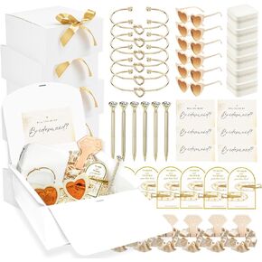 TERRATREK 48 Pcs Bridesmaid Proposal Gifts, Maid of Honor Proposal Gifts for Wedding, Bridal Party Gifts with Will You Be My Bridesmaid Card, Bridesmaid Gifts Sets of 6 for Wedding Day (Champagne)
