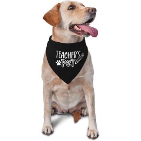 Teacher's Pet Dog Bandana,Funny Teachers Pet Bandana Teacher Dog Gift,Photo Prop Pet Accessories for Dog Lovers Owner Gift,Triangle Reversible Fall Pet Scarf, Adjustable (Black)