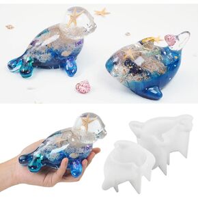 2 Pcs Dolphin Seal Silicone Resin Mold Whale Sea Dog Shaped Mold Epoxy Silicone Casting Dolphin Seal Molds for Girls Boys Halloween Christmas Articles Gifts, 3D DIY Making Home Decor Crafts