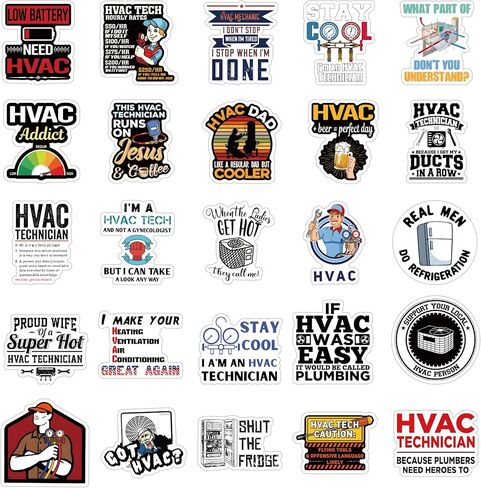 مجموعة 56 قطعة من ملصقات HVAC، ملصقات جمالية مقاومة للماء من الفينيل لزجاجة المياه، الكمبيوتر المحمول، الهاتف، لوح التزلج، سجل القصاصات، ممتص الصدمات للأطفال والمراهقين والبالغين من أجل ديكور مستلزمات الحفلات in Kuwait