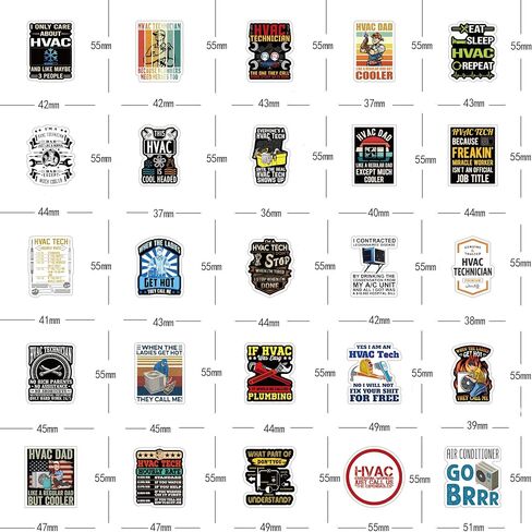 مجموعة 56 قطعة من ملصقات HVAC، ملصقات جمالية مقاومة للماء من الفينيل لزجاجة المياه، الكمبيوتر المحمول، الهاتف، لوح التزلج، سجل القصاصات، ممتص الصدمات للأطفال والمراهقين والبالغين من أجل ديكور مستلزمات الحفلات in Kuwait