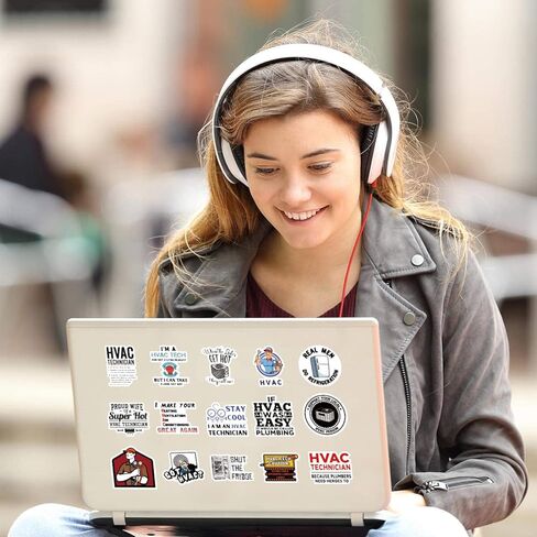 مجموعة 56 قطعة من ملصقات HVAC، ملصقات جمالية مقاومة للماء من الفينيل لزجاجة المياه، الكمبيوتر المحمول، الهاتف، لوح التزلج، سجل القصاصات، ممتص الصدمات للأطفال والمراهقين والبالغين من أجل ديكور مستلزمات الحفلات in Kuwait