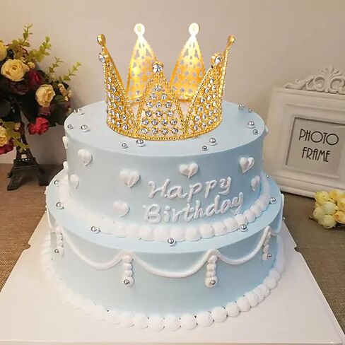 Gold Crown Cake Topper, 6 Pieces Happy Birthday Cake Toppers, Princess Crown Cake Decorations, Mini Crowns for Flower Arrangements, Birthday, Wedding, Party Decor (Gold-Ⅰ, 6) in Saudi Arabia