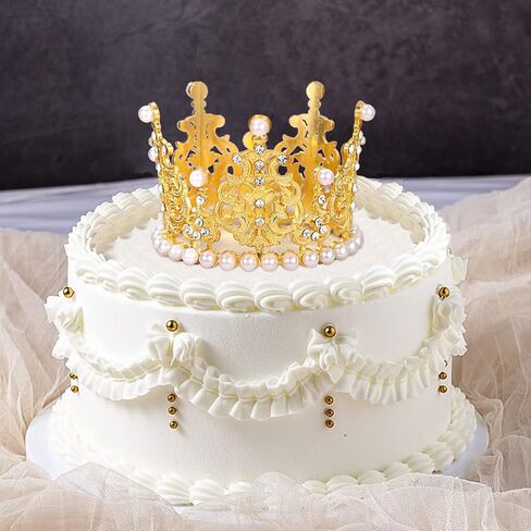 Gold Crown Cake Topper, 6 Pieces Happy Birthday Cake Toppers, Princess Crown Cake Decorations, Mini Crowns for Flower Arrangements, Birthday, Wedding, Party Decor (Gold-Ⅰ, 6) in Saudi Arabia