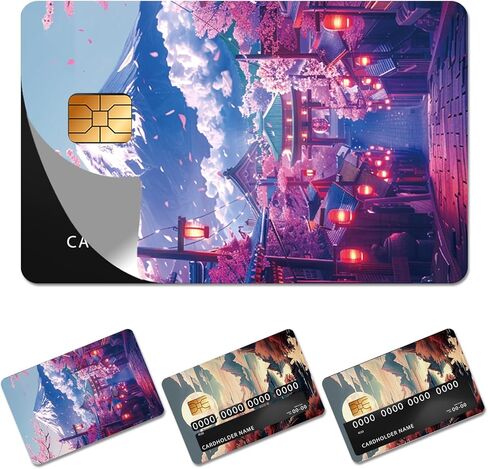 4 Pcs Credit Card Skin Sticker Japanese Scenery Debit Card Cover for Transportation Payment Bank Key Card Protection Removable No Bubble Waterproof Slim 3.34 x 2.12inch in Saudi Arabia