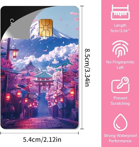 4 Pcs Credit Card Skin Sticker Japanese Scenery Debit Card Cover for Transportation Payment Bank Key Card Protection Removable No Bubble Waterproof Slim 3.34 x 2.12inch in Saudi Arabia