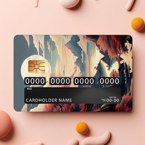 4 Pcs Credit Card Skin Sticker Japanese Scenery Debit Card Cover for Transportation Payment Bank Key Card Protection Removable No Bubble Waterproof Slim 3.34 x 2.12inch in Saudi Arabia