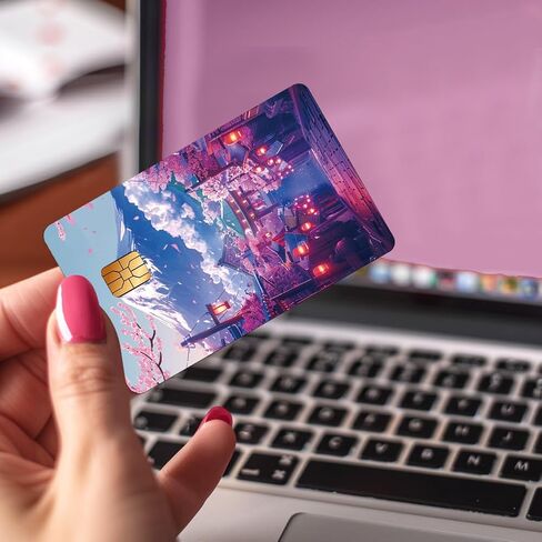 4 Pcs Credit Card Skin Sticker Japanese Scenery Debit Card Cover for Transportation Payment Bank Key Card Protection Removable No Bubble Waterproof Slim 3.34 x 2.12inch in Saudi Arabia