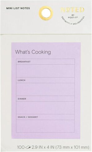 Noted By Post-it® Meal Planning Notes, 4" x 2-15/16", Lilac, 100 Sheets Per Pad in Saudi Arabia
