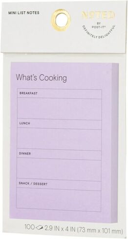 Noted By Post-it® Meal Planning Notes, 4" x 2-15/16", Lilac, 100 Sheets Per Pad in Saudi Arabia