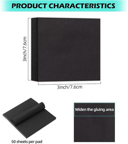 32 حزمة ملاحظات لاصقة سوداء 3 × 3 بوصة ملاحظات لاصقة سوداء 50 ورقة/وسادة ملاحظات سهلة النشر للمكتب والمدرسة والمنزل in Kuwait