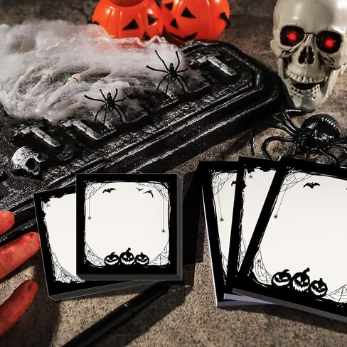 9 Pcs Halloween Sticky Note Halloween Note Pads with Spider Pumpkin Bat, Work-Study Notes, 450 Pieces of Halloween Self-Adhesive Removable Notes 3 Styles, 9 Books Total, 50 Sheets Each in Saudi Arabia