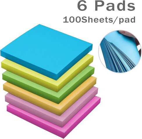 Post-it Notes 3x3 in, 6 Sticky Note Pads, 600 Sheets Mini Pad, Easy to Reposition Super self-Adhesive Sticky Notes, Fit for Books and Paper, School Supplies and Office Supplies in Saudi Arabia
