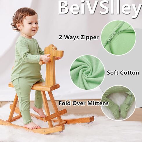 BeiVSlley Baby Boy Girl Romper Onesie Cotton Long Sleeve Zipper Bebé Jumpsuit Infant Solid Stripe One-Piece Outfits Clothes in Saudi Arabia