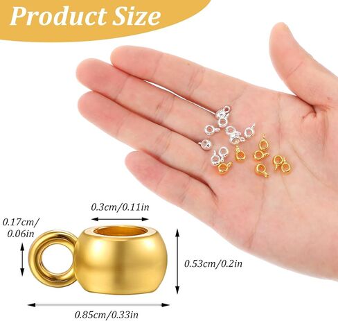 180pcs Bail Beads, Links Column Spacer Beads Alloy Connector Tube Charm Pendant Bail Hanger Dangle for DIY Jewelry Making Bracelet Necklace Craft Accessories(Gold+Silver) in Saudi Arabia