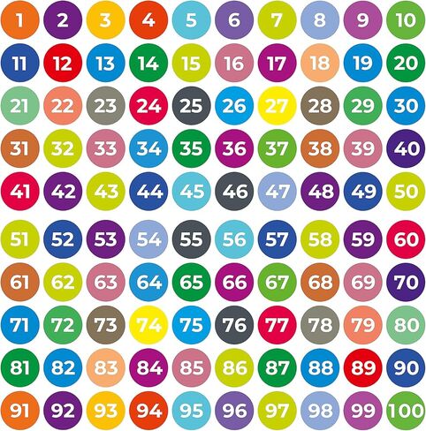 ملصقات easykart 2400 قطعة من ملصقات الأرقام المتتالية 48 ورقة 1-100 ملصقات ملونة مربعة 1 بوصة ملصقات أرقام فينيل ذاتية اللصق للمدرسة، المكتب، الفصل الدراسي، المخزون، التخزين، الصناديق، 6 ألوان in Kuwait