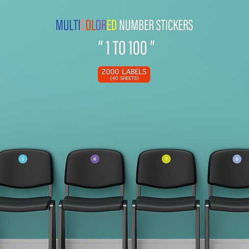 ملصقات easykart 2400 قطعة من ملصقات الأرقام المتتالية 48 ورقة 1-100 ملصقات ملونة مربعة 1 بوصة ملصقات أرقام فينيل ذاتية اللصق للمدرسة، المكتب، الفصل الدراسي، المخزون، التخزين، الصناديق، 6 ألوان in Kuwait