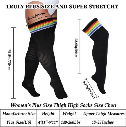 Ancrina Plus Size Thigh High Socks for Women Thick Thighs Cotton Knit Extra Long Over the Knee Leg Warmer in Saudi Arabia