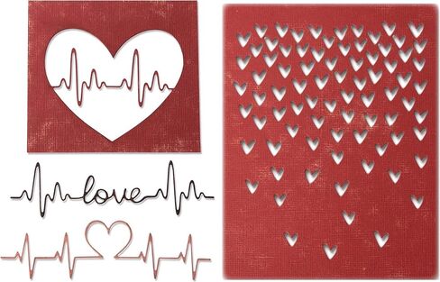Tim Holtz Sizzix Heartbeat and Falling Hearts Thinlits، مجموعة من مجموعتين من القوالب، مثالية للحب والصداقة والتفكير فيك وبطاقات عيد الحب والوسائط المختلطة والتهاني والمزيد (664415، 664416) in Saudi Arabia