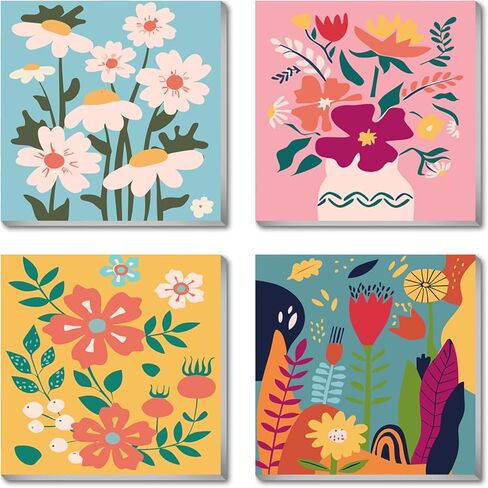 eimivrc 4 Pack Paint by Numbers Kit for Adults-Paint by Numbers Framed Flowers,Paint by Numbers for Adults Beginner DIY Acrylic Oil Painting for Home Wall Decor(8x8inch) in Kuwait