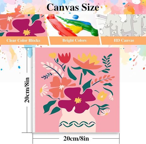 eimivrc 4 Pack Paint by Numbers Kit for Adults-Paint by Numbers Framed Flowers,Paint by Numbers for Adults Beginner DIY Acrylic Oil Painting for Home Wall Decor(8x8inch) in Kuwait