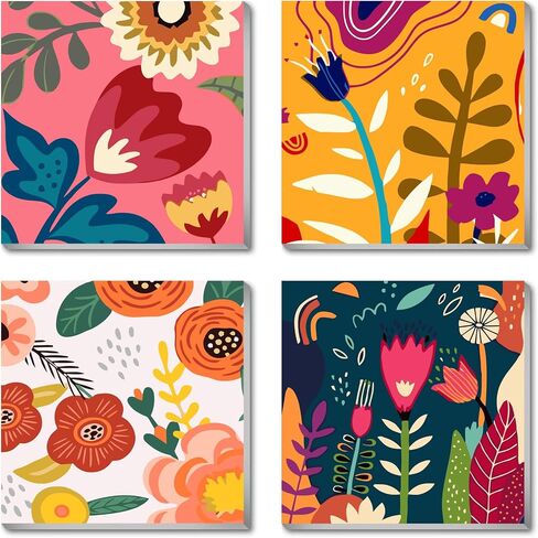 eimivrc 4 Pack Paint by Numbers Kit for Adults-Paint by Numbers Framed Flowers,Paint by Numbers for Adults Beginner DIY Acrylic Oil Painting for Home Wall Decor(8x8inch) in Kuwait